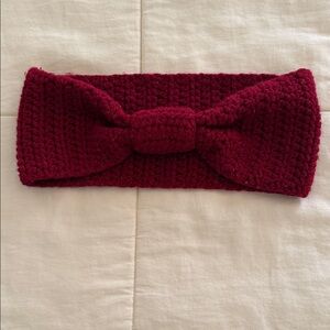 Red Knitted Bow Headband